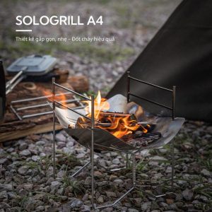 Bếp củi gấp gọn Campingmoon Solo-A4 | Bếp nướng thép không gỉ, tiện lợi cho cắm trại kèm túi gấp gọn