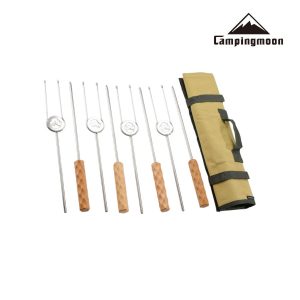 Xiên Nướng Campingmoon MK-4 , Thép không gỉ, chuôi gỗ sồi, dùng cắm trại, nướng thịt
