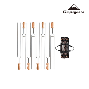 Xiên Nướng Campingmoon MK-8, Thép không gỉ, chuôi gỗ sồi, dùng cắm trại, nướng thịt