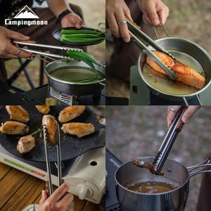 Kẹp thức ăn, kẹp đồ nướng BBQ Campingmoon MS-40 Kẹp tay cầm bọc gỗ cao cấp, cách nhiệt