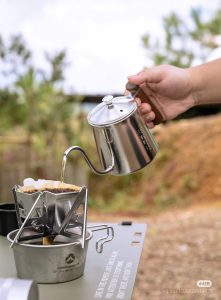 Ấm cổ ngỗng pha cà phê campingmoon SW-3 | Chất liệu inox 304, tay cầm làm bằng gỗ óc chó cao cấp
