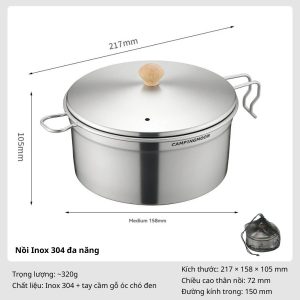 Nồi Inox Đa Năng Dã Ngoại Campingmoon S371 - Phù hợp với người đi Solo
