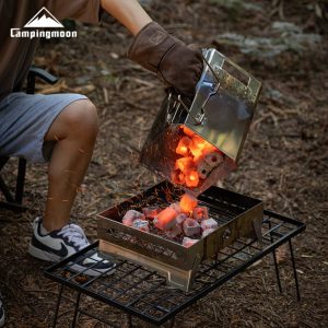 Bếp Ủ Than Campingmoon Cỡ Lớn MT-19 – Mồi Than Nhanh, Cháy Đều,Lên Than Nhanh, Không Khói Cay