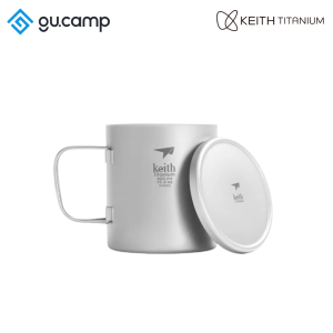 Cốc Titanium 2 lớp có nắp và quai Keith Titanium Ti3352 / Ti3353